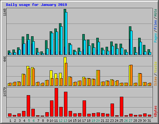 Daily usage for January 2019