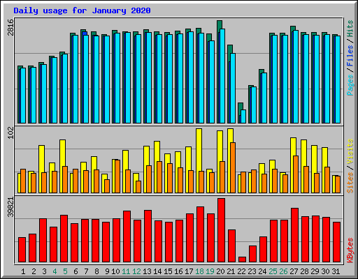 Daily usage for January 2020