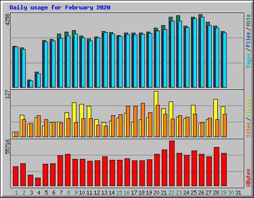 Daily usage for February 2020