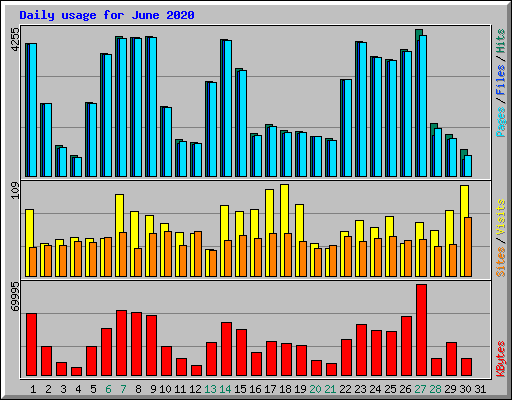 Daily usage for June 2020