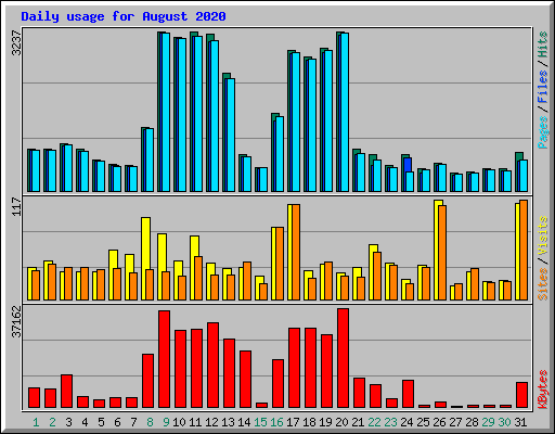 Daily usage for August 2020