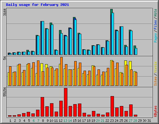 Daily usage for February 2021