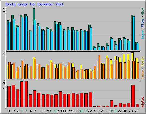 Daily usage for December 2021