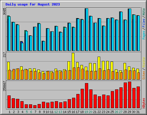 Daily usage for August 2023