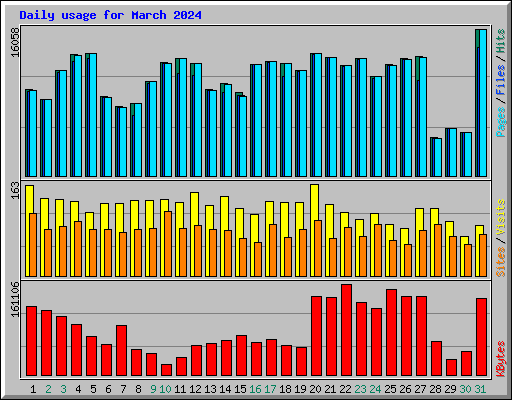 Daily usage for March 2024