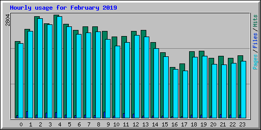 Hourly usage for February 2019