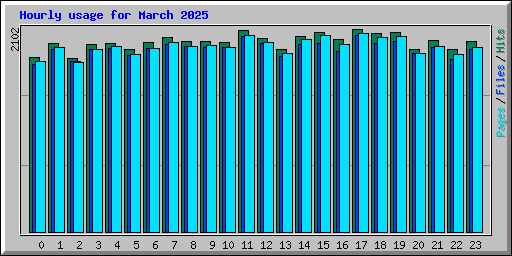 Hourly usage for March 2025